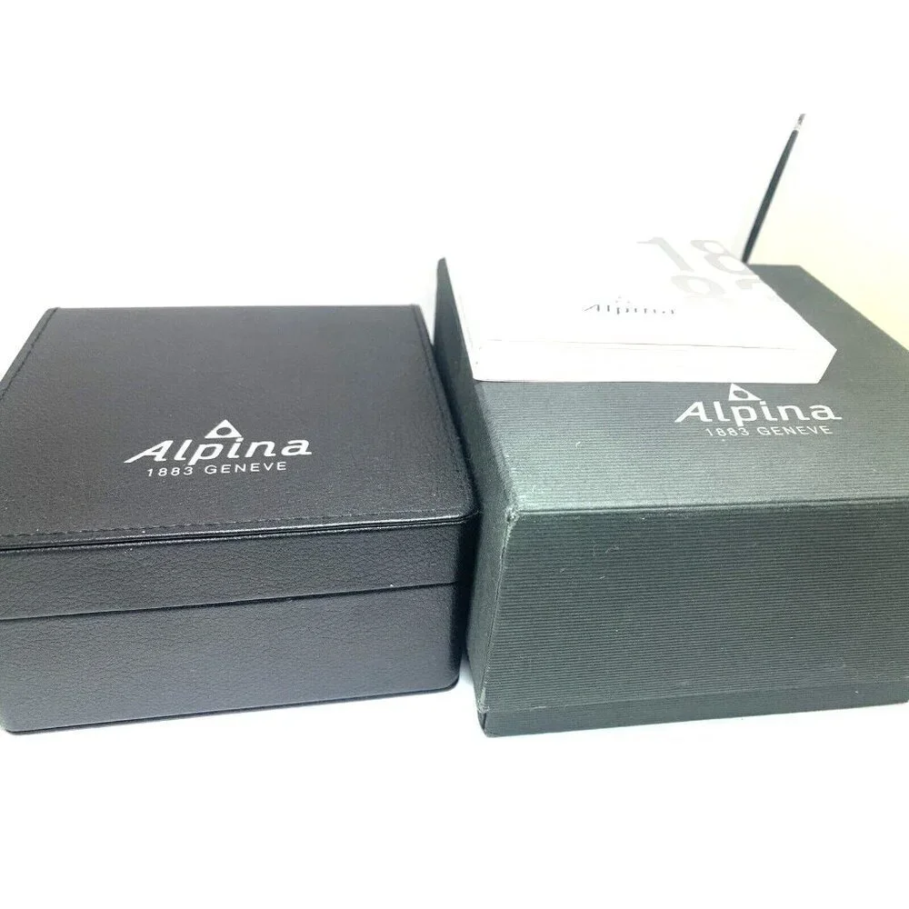 Alpina Watch Box Presentation Black Cardboard Case Display Empty With Booklet